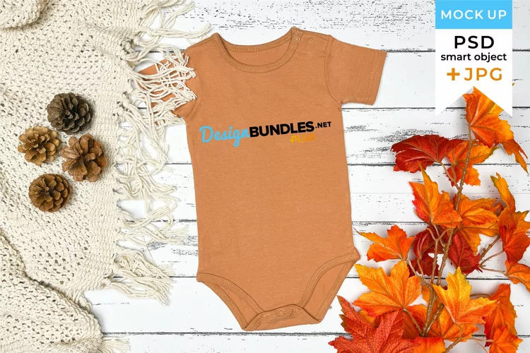 Brown bodysuit mockup Fall | Autumn romper mockup