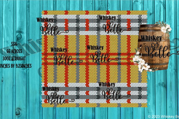 Brown Red Plaid 30oz Rhinestone Pattern