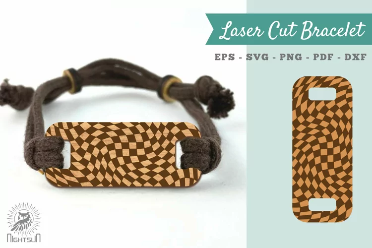 Brown Cheacker Pattern Laser Cut Bracelet SVG