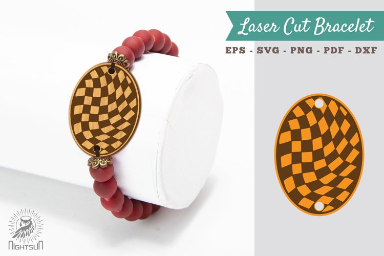 Brown Cheacker Pattern Laser Cut Bracelet SVG example image 1
