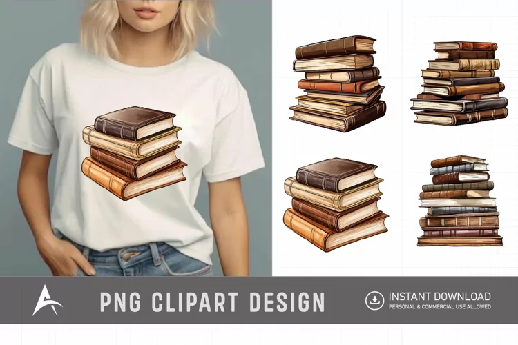 Brown Color Stacked Books Clipart