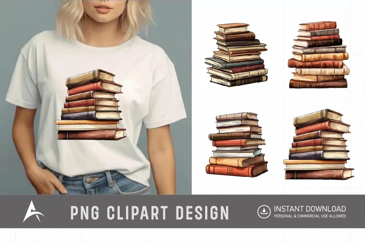 Brown Color Stacked Books Clipart
