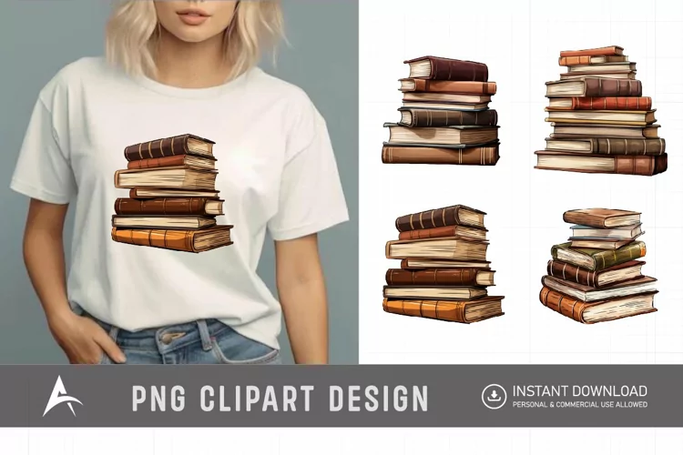 Brown Color Stacked Books Clipart