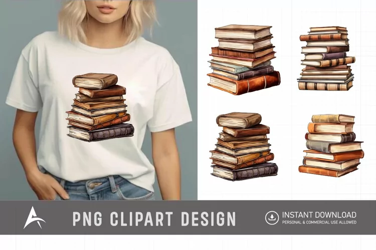 Brown Color Stacked Books Clipart