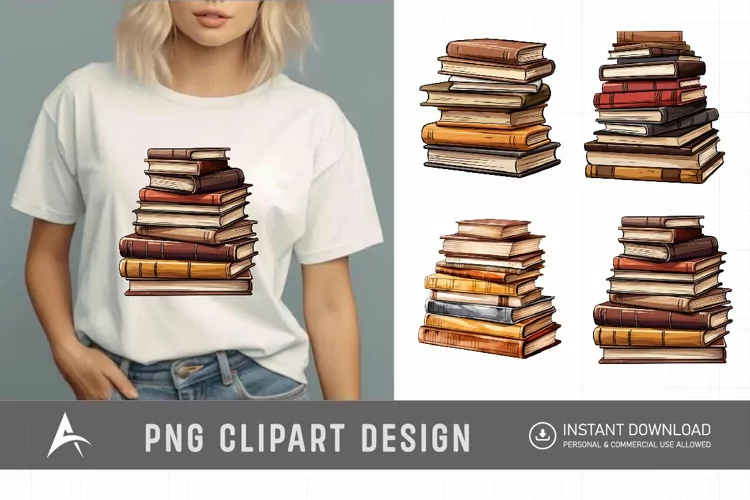 Brown Color Stacked Books Clipart