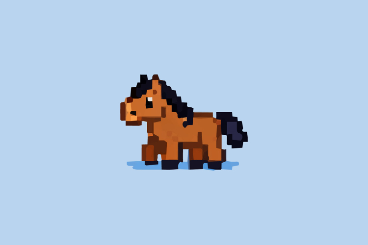 Brown Horse Pixel Art Design Vector