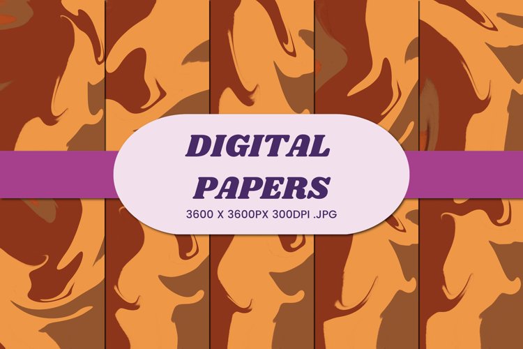 Brown Orange Liquid Swirl 3 Digital Paper Background