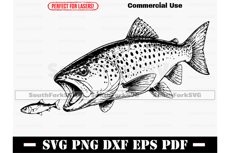 Brown Trout SVG PNG EPS PDF DXF example image 1