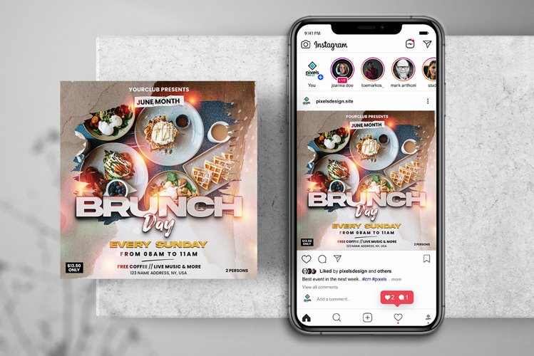 Brunch Event Instagram Flyer PSD