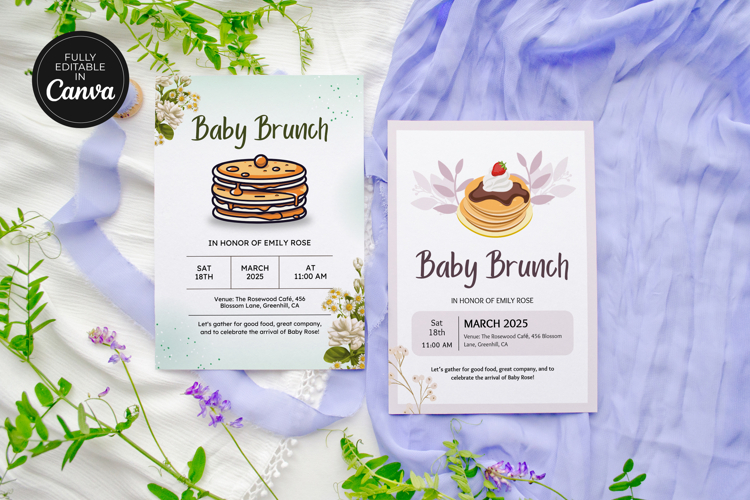 Brunch Shower Invitation Canva Template