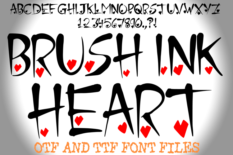 Brush Ink Heart Love Font Heart Valentines Calligraphy Type