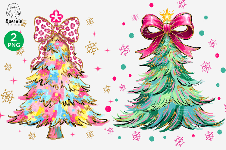 Whimsical Brush Stroke Christmas Tree Festive Holiday Png