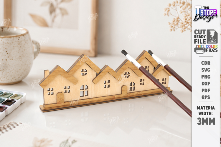 Wooden Paint Brush Holder Laser Cut | Desk Organizer | CNC