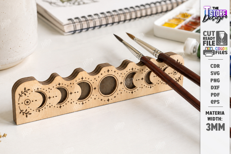 Wooden Paint Brush Holder Laser Cut | Desk Organizer | CNC
