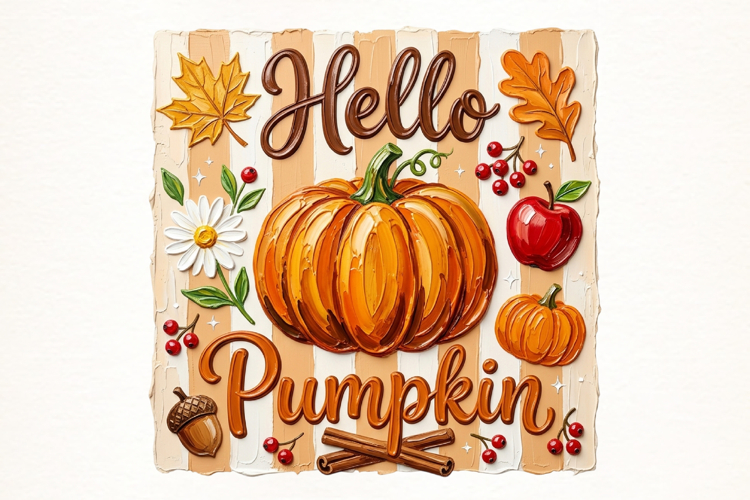 Brushstroke Hello Pumpkin PNG