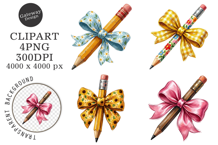 Brushstroke Pencil Bow Clipart PNG