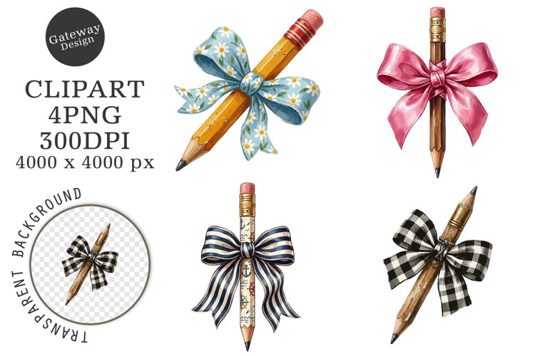 Brushstroke Pencil Bow Clipart PNG