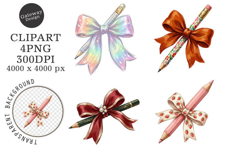 Brushstroke Pencil Bow Clipart PNG