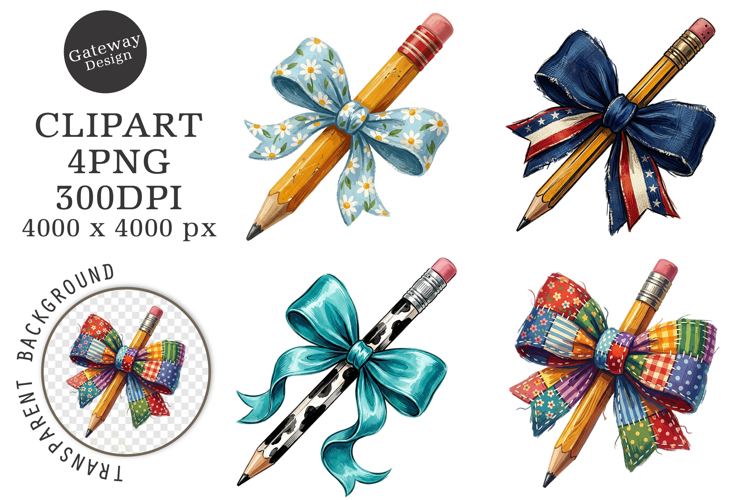 Brushstroke Pencil Bow Clipart PNG