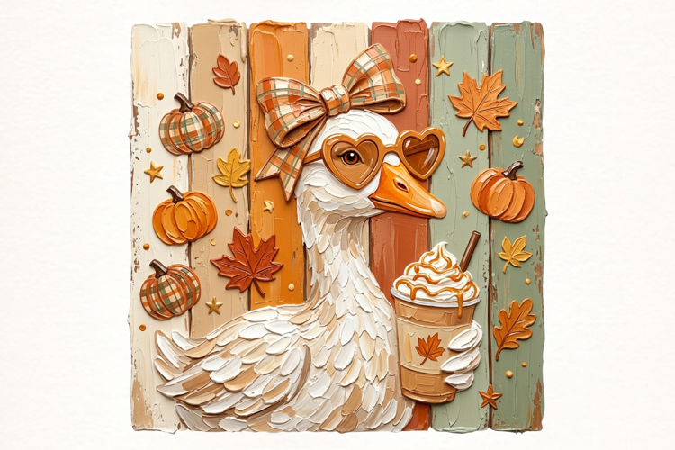 Brushstroke Preppy Fall Goose PNG