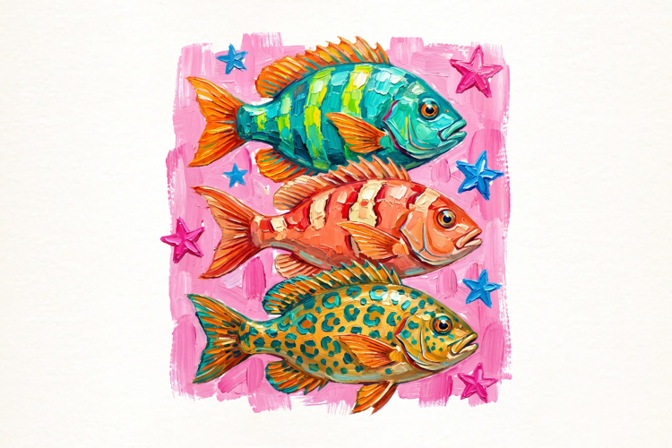 Brushstroke Preppy Fish PNG
