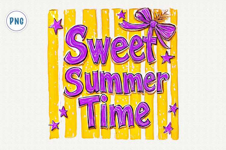 Brushstroke Striped Sweet Summer Time PNG example image 1