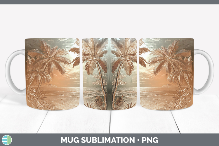 BS01 Copper Relief Beach Mug Wrap Sublimation Coffee Cup Des