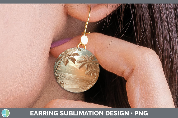 BS01 Copper Relief Beach Round Earrings Sublimation Earrings