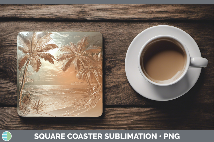 BS01 Copper Relief Beach Square Coaster Sublimation Coaster