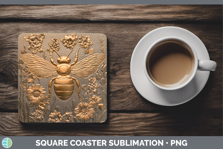 BS01 Copper Relief Bee Square Coaster Sublimation Coaster De
