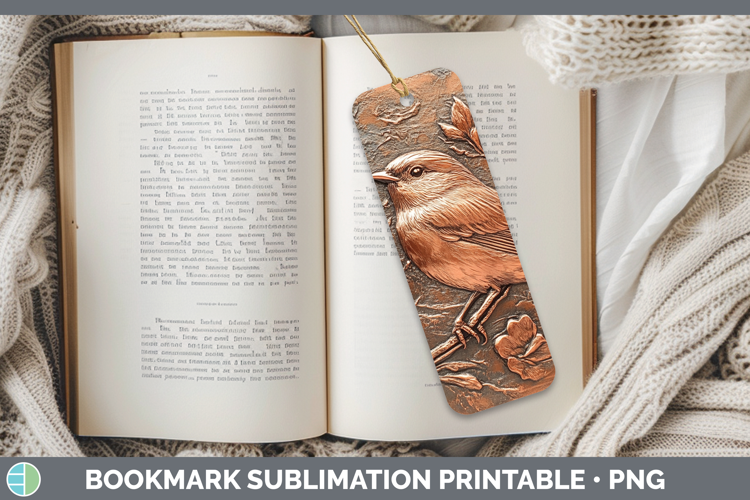 BS01 Copper Relief Chickadee Bookmark Sublimation Printable