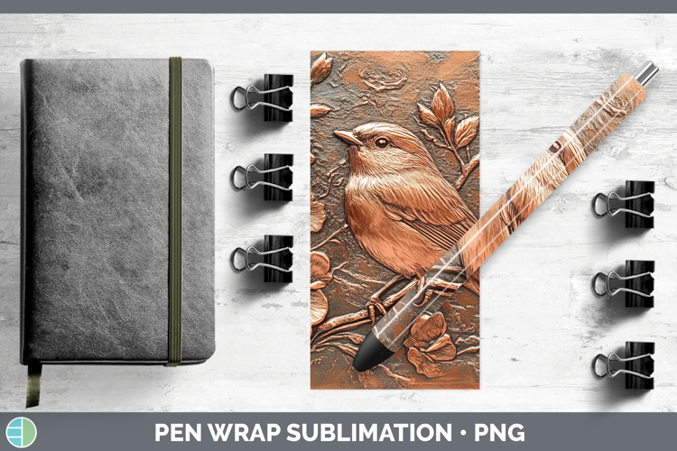 BS01 Copper Relief Chickadee Pen Wrap Sublimation Pen Design