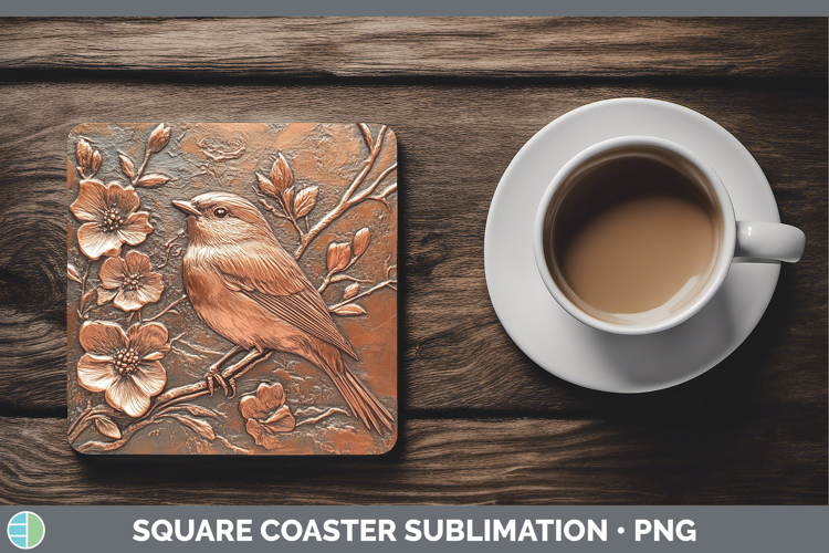 BS01 Copper Relief Chickadee Square Coaster Sublimation Coas
