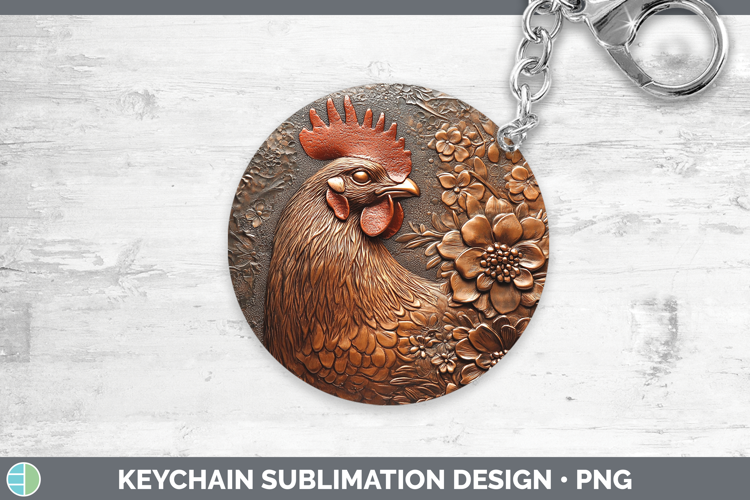 BS01 Copper Relief Chicken Keychain Sublimation Keyring Desi