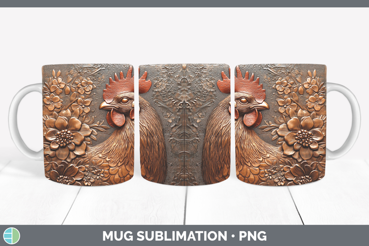 BS01 Copper Relief Chicken Mug Wrap Sublimation Coffee Cup D