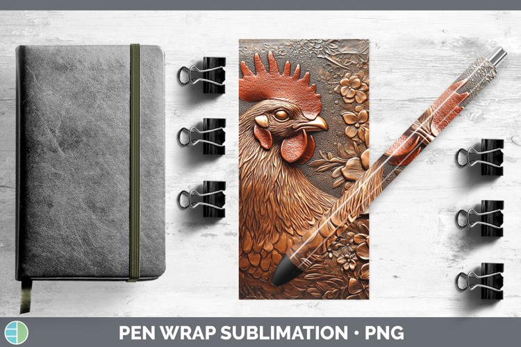 BS01 Copper Relief Chicken Pen Wrap Sublimation Pen Designs