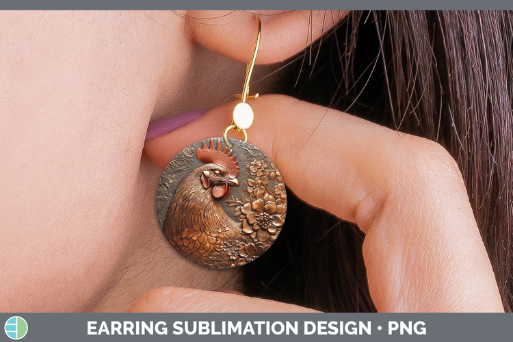 BS01 Copper Relief Chicken Round Earrings Sublimation Earrin