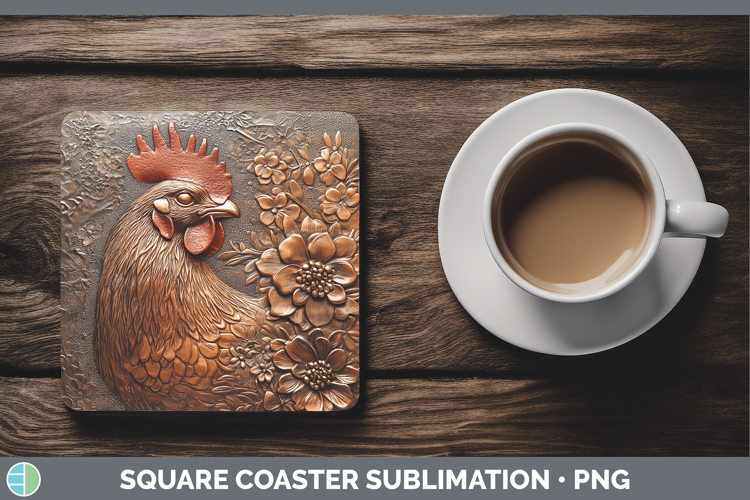 BS01 Copper Relief Chicken Square Coaster Sublimation Coaste