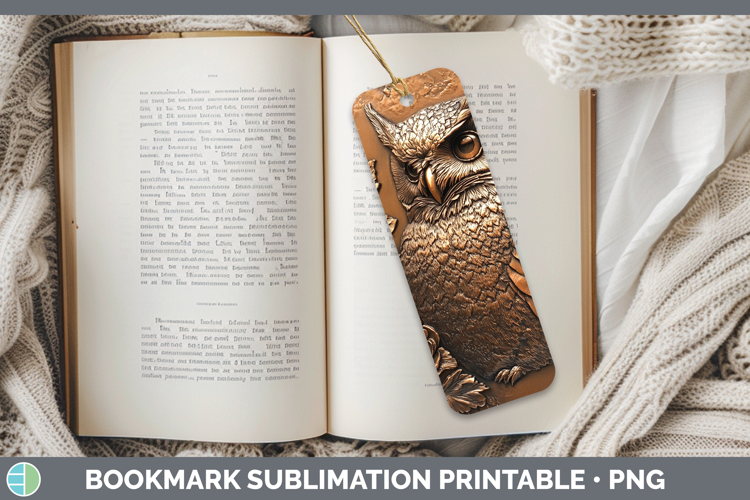BS01 Copper Relief Owl Bookmark Sublimation Printable Design