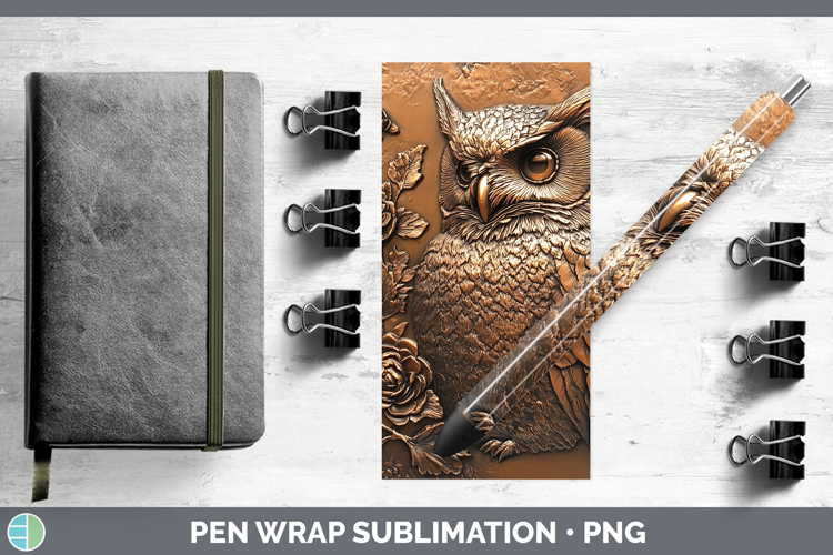 BS01 Copper Relief Owl Pen Wrap Sublimation Pen Designs