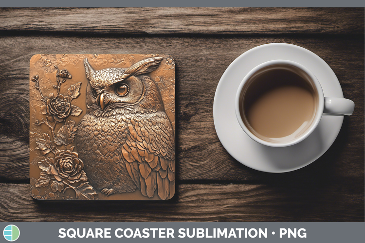 BS01 Copper Relief Owl Square Coaster Sublimation Coaster De