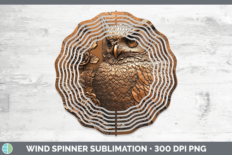 BS01 Copper Relief Owl Wind Spinner Sublimation Spinner Desi