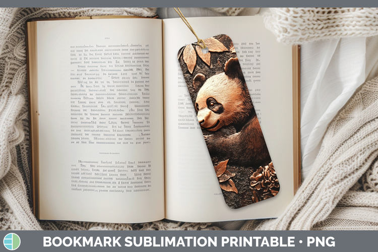 BS01 Copper Relief Panda Bookmark Sublimation Printable Desi