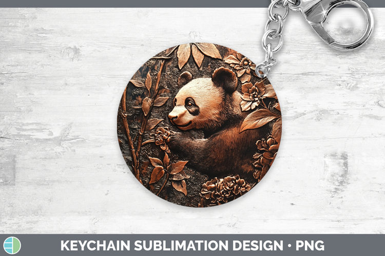 BS01 Copper Relief Panda Keychain Sublimation Keyring Design