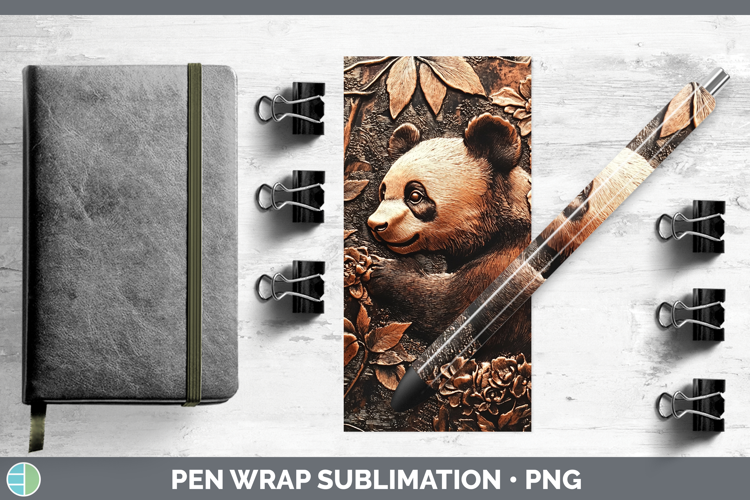 BS01 Copper Relief Panda Pen Wrap Sublimation Pen Designs