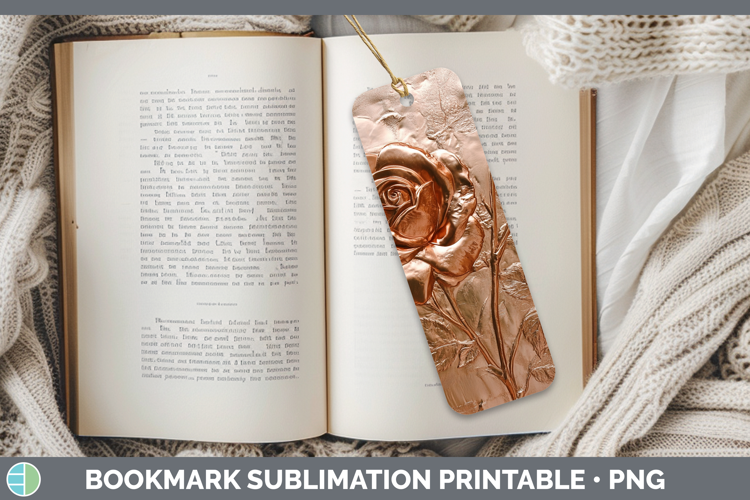 BS01 Copper Relief Rose Bookmark Sublimation Printable Desig