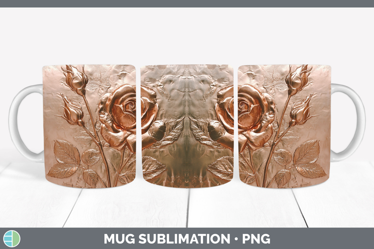 BS01 Copper Relief Rose Mug Wrap Sublimation Coffee Cup Desi