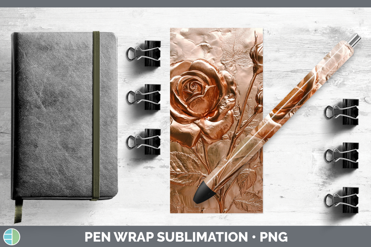 BS01 Copper Relief Rose Pen Wrap Sublimation Pen Designs