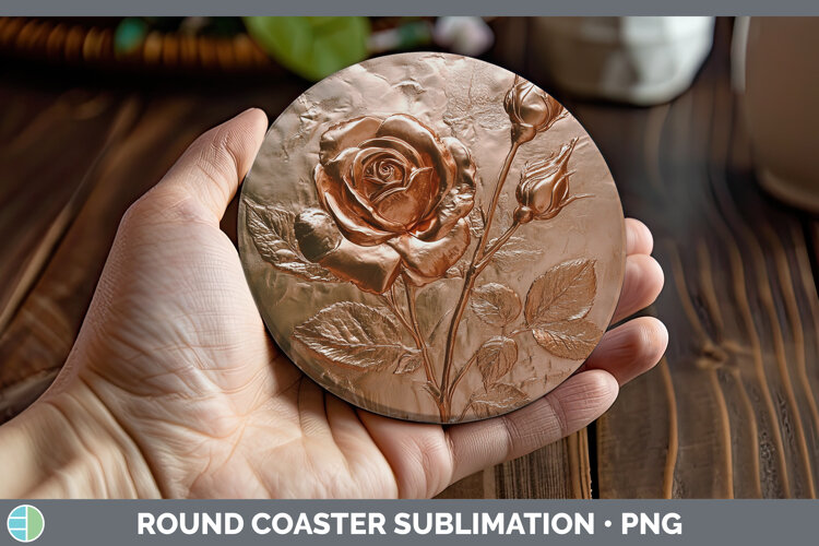 GorgeousBS01 Copper Relief Round Coaster design.