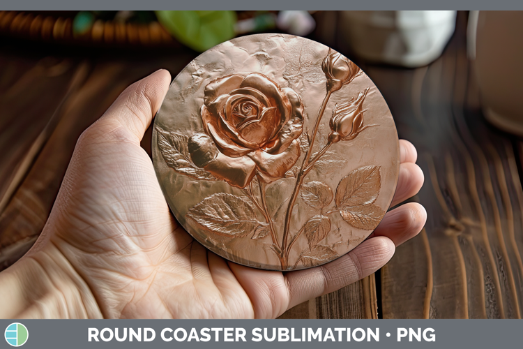 BS01 Copper Relief Rose Round Coaster Sublimation Coaster De